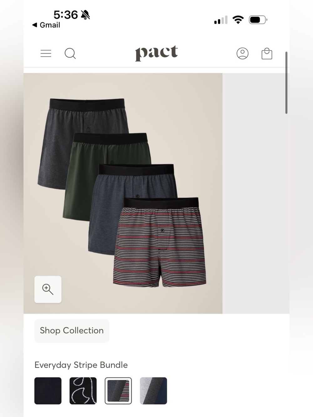 Pact Organic Cotton Men’s Everyday Stripe Knit Medium Boxers Set of 4 NWOT - Picture 2 of 8